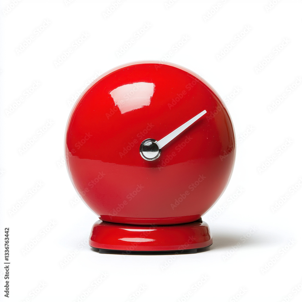 Poster bright red clock displaying kitchen timer settings on a pristine white background ideal for cooking 