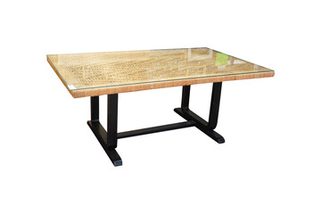 wooden table isolated on whit  Rope Dining Table in the Manner of Audoux Minete  