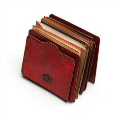 An elegant leather wallet opened to reveal various legal documents inside with copy space for text in a professional environment