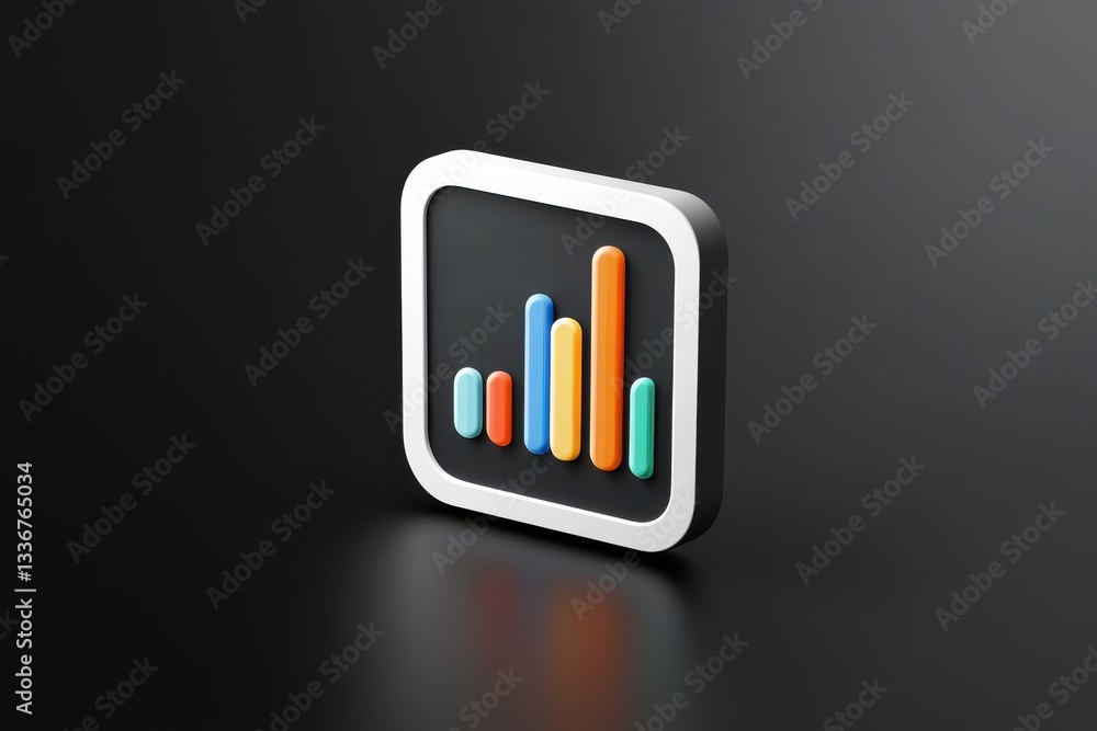 Fototapete 3d rendered icon representing google analytics with a modern bar chart design in a minimalist black 