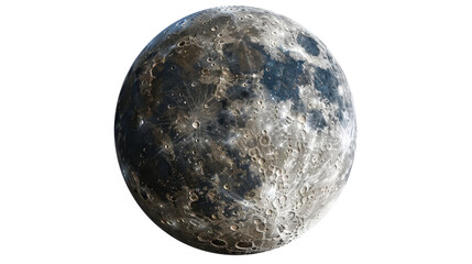 Realistic moon rotating in space with transparent background