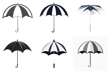 Obraz premium Collection of Striped Umbrellas in Various Shades
