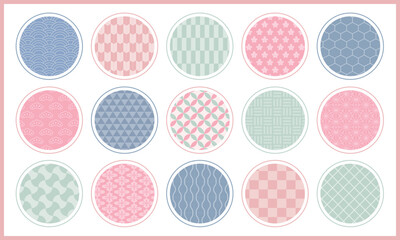 正円の和柄パターン_ピンク