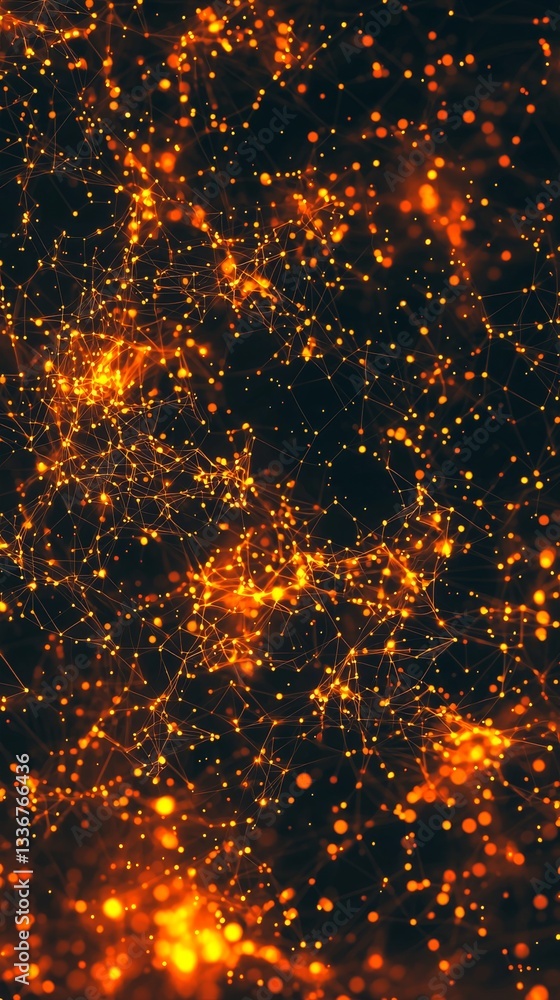 Poster glowing network of abstract particles digital space background visuals cosmic environment close-up p