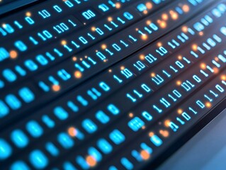 Analyzing Abstract Binary Code Data Stream Digital Realm Graphic Visualization Tech Environment Close-Up Viewpoint Data Representation