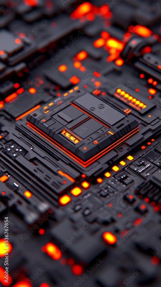 Poster futuristic technology circuit board design digital realm visual art abstract environment close-up vi