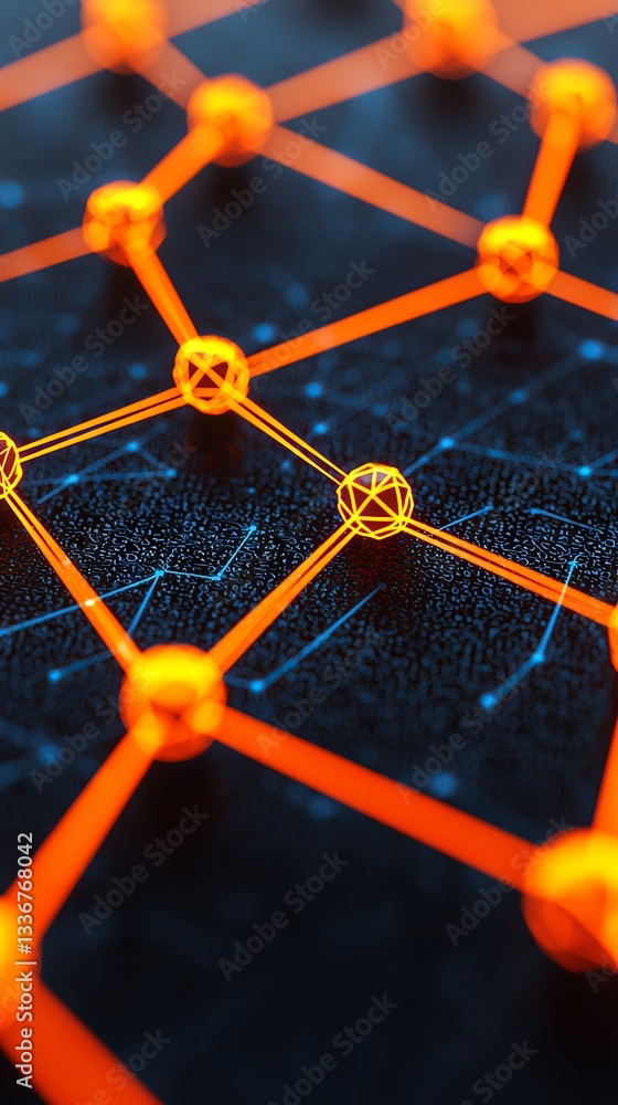 Aufkleber dynamic abstract network connection glowing in a dark environment digital art technology concept mac