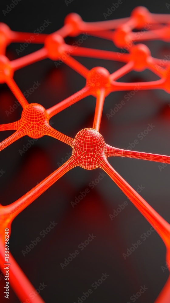 Aufkleber dynamic abstract red network rendering digital space 3d visualization technology close-up innovation