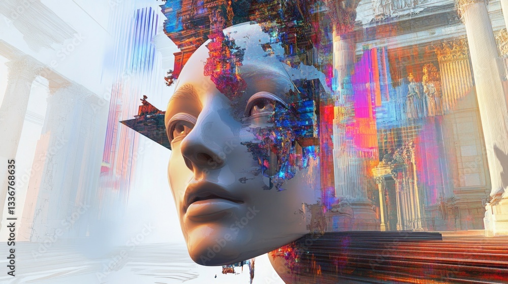 Poster creating immersive ai-generated conceptual artwork virtual gallery gigapixel art digital space high-