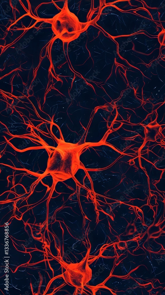 Poster intricate neuron network action abstract science digital art neural environment close-up view connec