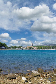 view to Village of Osor and Kavada Canal,Cres Island,adriatic Sea,Kvarner Gulf,Croatia