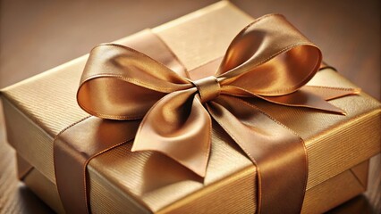 Close-up of a luxurious gift box, ribbon detail, luxury item