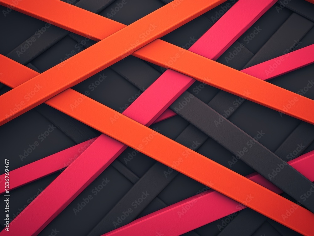 Aufkleber Dynamic Abstract Geometric Design Intersecting Lines Digital Art Modern Aesthetic Vibrant Color Palette Close-Up View