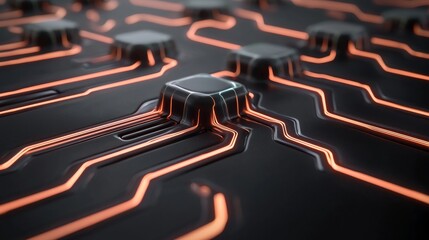 Obraz premium Futuristic Circuit Board Design Digital Realm Abstract Art Tech Environment Close-Up Innovation Concept