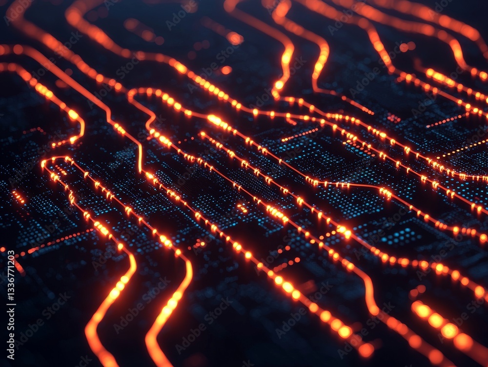 Poster innovative abstract circuit board technology digital realm close-up view high-tech environment moder