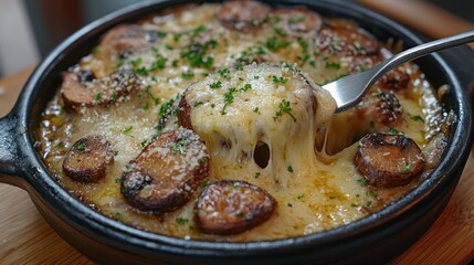 Baked mushrooms with melted cheese