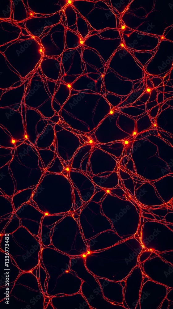 Aufkleber abstract neural network glowing red patterns digital art technology dark background creative viewpoi