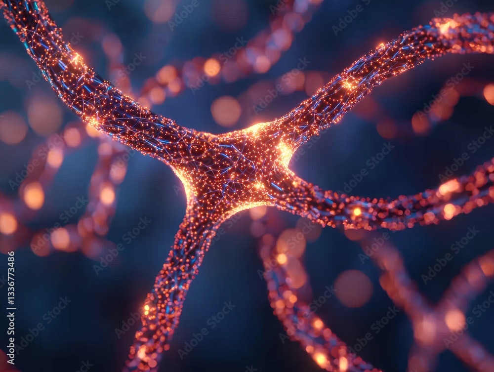 Aufkleber microscopic neuron network interaction neural pathways digital art abstract environment close-up vie