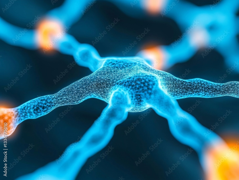Poster abstract neural network glowing b digital realm 3d visualization futuristic close-up technological i