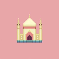 Eid mubarak pixel architecture building shape.