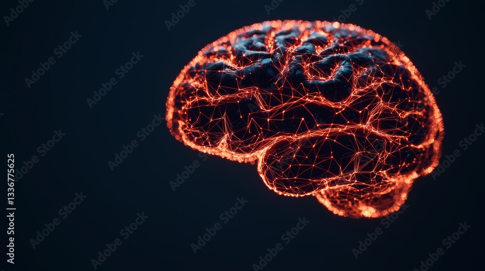 Aufkleber neural connectivity visualization abstract digital environment brain network concept glowing structu