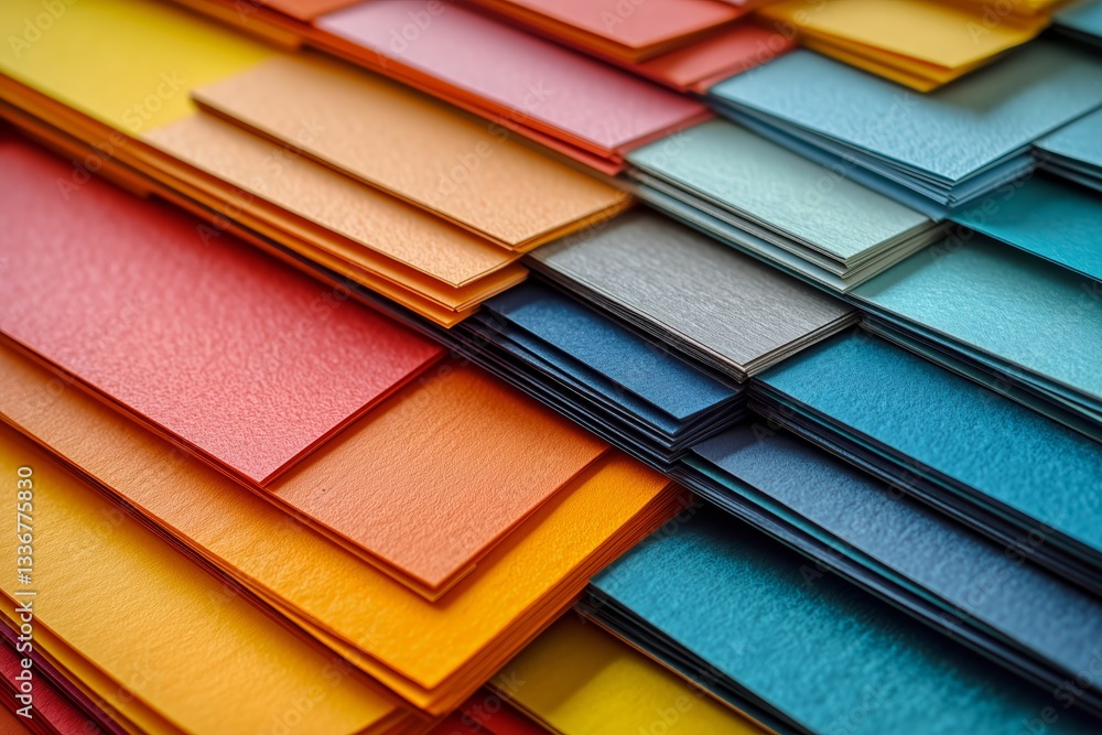 Poster colorful paper layers create a vibrant display of artistry and texture in a creative workspace