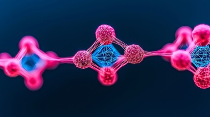 Dynamic Abstract Network Connection in Pink and Blue Digital Art Technology Environment Conceptual Visualization