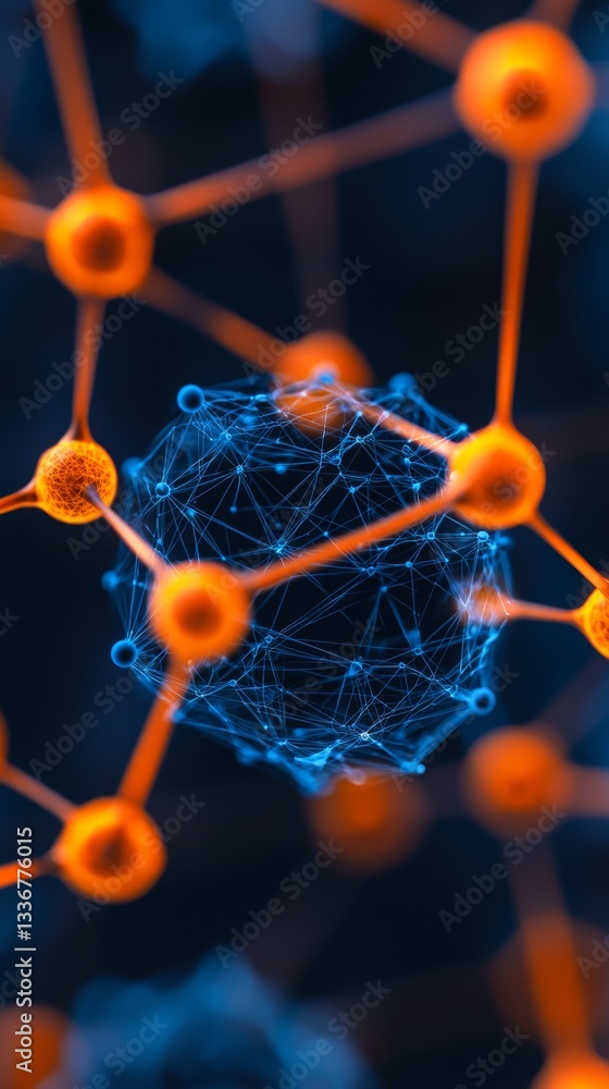 Poster molecular interaction exploration science lab digital art abstract environment close-up view innovat