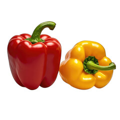 Red and Yellow Bell Peppers isolated on transparent background