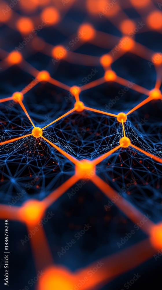 Aufkleber digital connection network with abstract geometry high-tech environment graphic visualization futuri