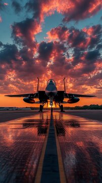 Military plane on sunset background, great for articles about military equipment, aviation, travel or blogs about adventure and extreme sports.