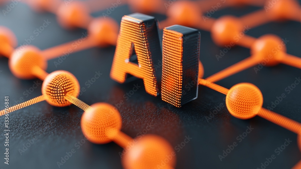 Poster ai technology network abstract digital workspace graphic design futuristic environment close-up inno