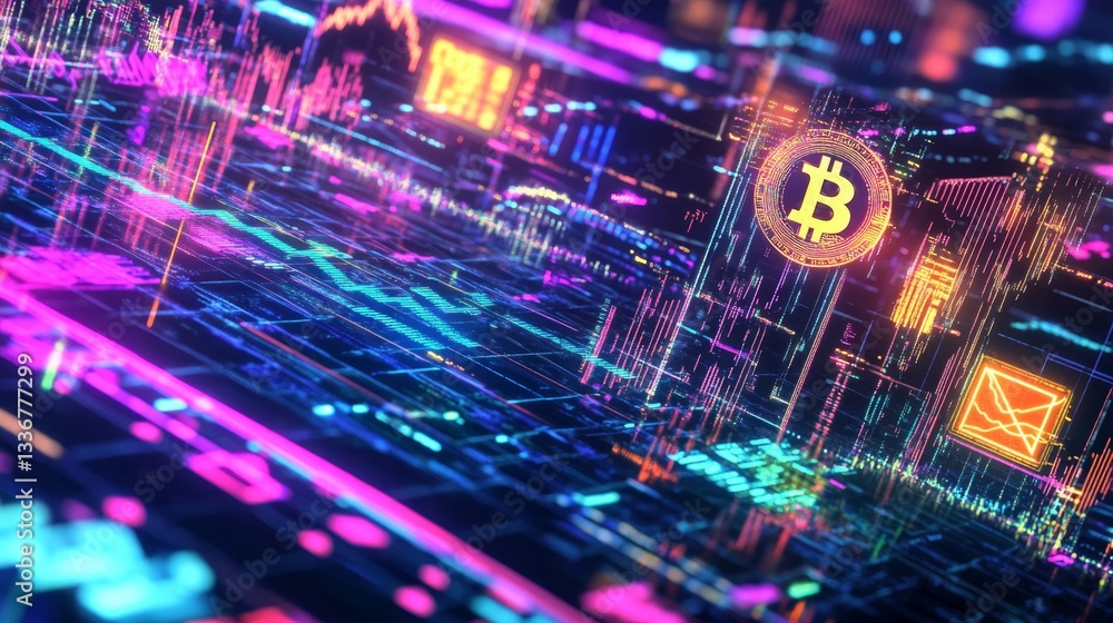 Aufkleber fluctuating bar graphs depicting financial trends abstract environment gigapixel visualization conce