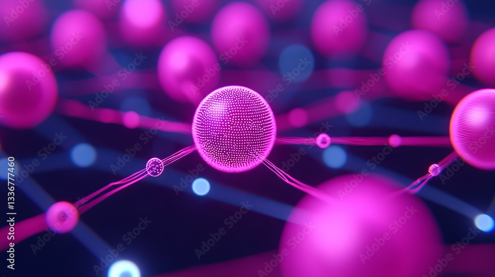 Aufkleber dynamic abstract network connection in pink digital realm visual art futuristic environment close-up