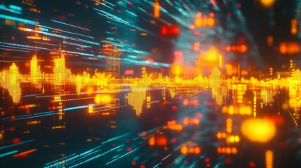 Fototapeta premium Fluctuating financial trends global market dynamics abstract art digital realm aerial perspective gigapixel concept