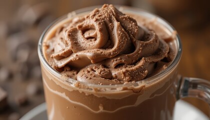 Sipping decadent hot chocolate cozy  close-up photography indulgent atmosphere
