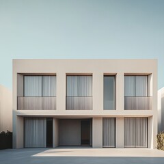 Modern minimalist architecture of white building with glass facade high resolution picture
