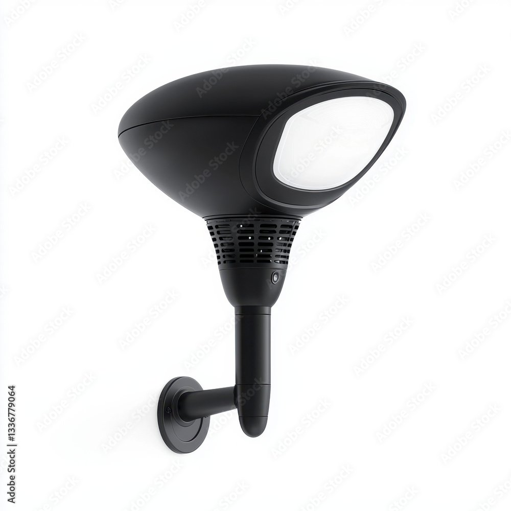 Poster a sleek black light captured on a crisp white background showcasing its modern design and functional