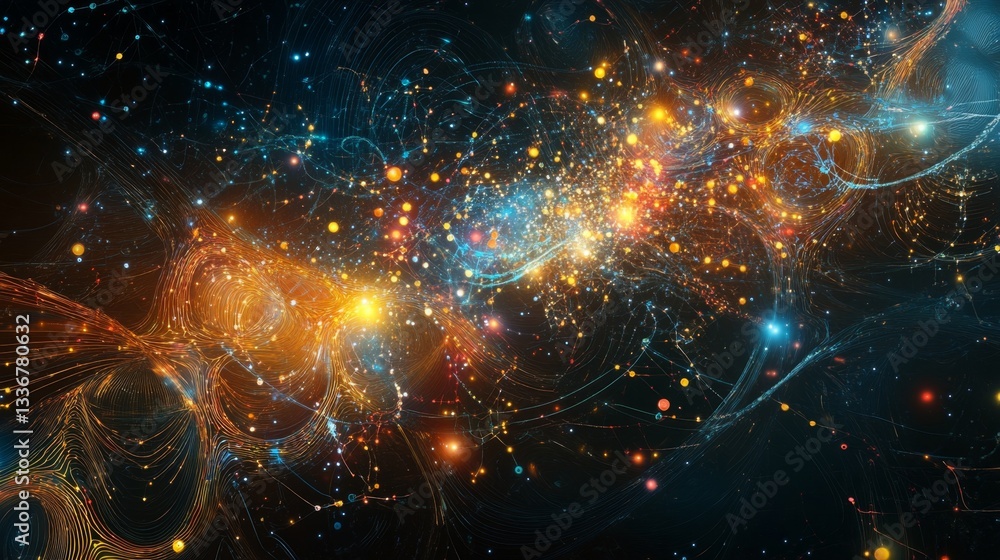 Poster visualizing abstract machine learning systems with gigapixel technology digital realm art creation v