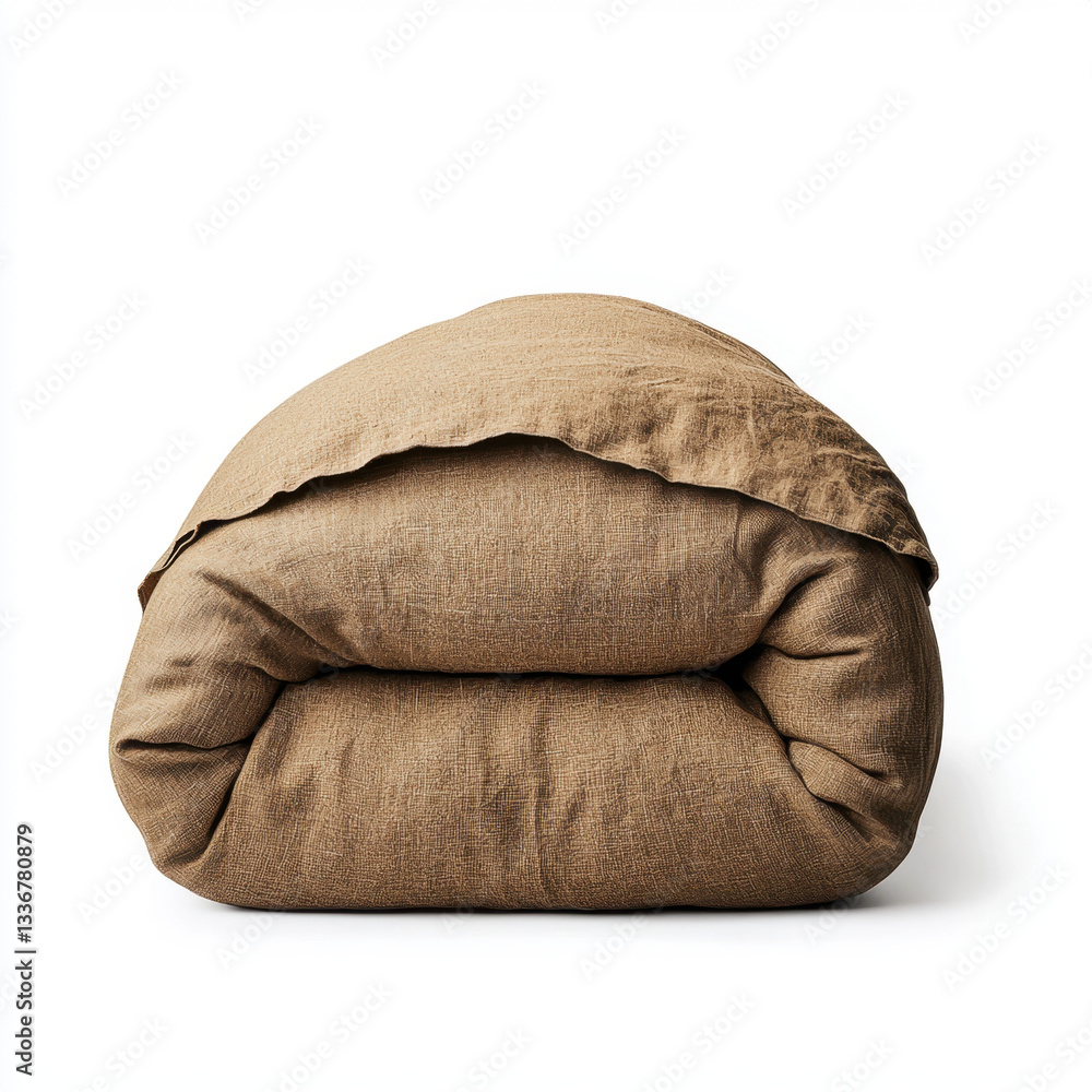 Aufkleber a serene view of a neatly made bed featuring natural linen bedsheets in a soft color palette creatin