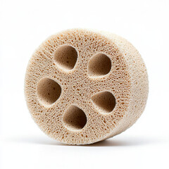 Natural loofah sponge displayed on a light background showcasing its texture and unique characteristics in a realistic photography style for nature enthusiasts and home decor lovers