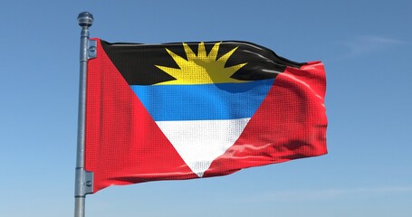 Antigua and Barbuda Flag Waving in Pure Sky Realistic High Resolution 4K Background