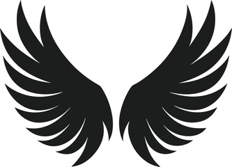 Elegant Angel Wings Silhouette - Black Vector Illustration for Spiritual and Decorative Design