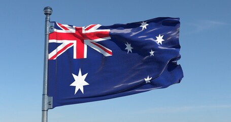 Australia Flag Waving in Pure Sky Realistic High Resolution 4K Background