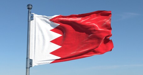 Bahrain Flag Waving in Pure Sky Realistic High Resolution 4K Background