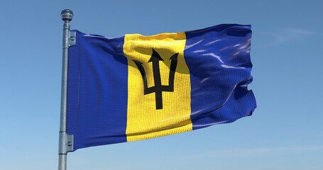 Barbuda Flag Waving in Pure Sky Realistic High Resolution 4K Background