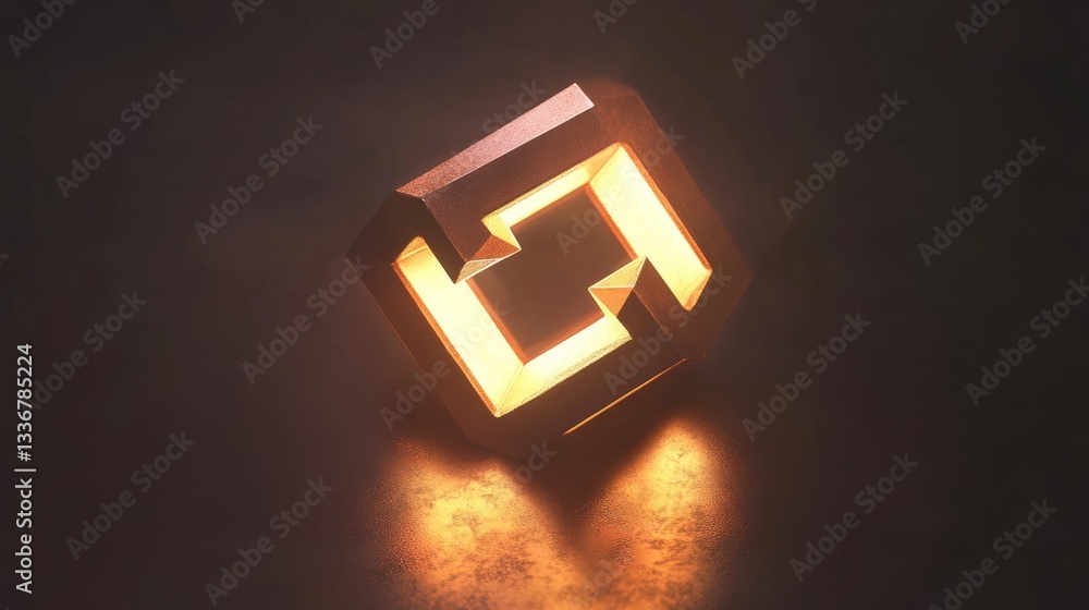 Aufkleber d-rendered metallic computer logo casting a soft glow on a dark background.