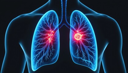 3D Medical Illustration of Lung Cancer