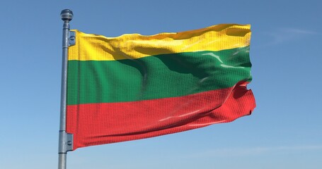Lithuania Flag Waving in Pure Sky Realistic High Resolution 4K Background