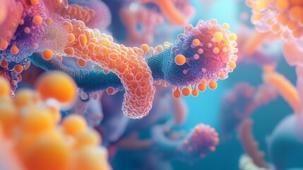 Naklejka premium Transforming protein structures artistic visualization science lab gigapixel art digital environment scientific perspective innovative representation